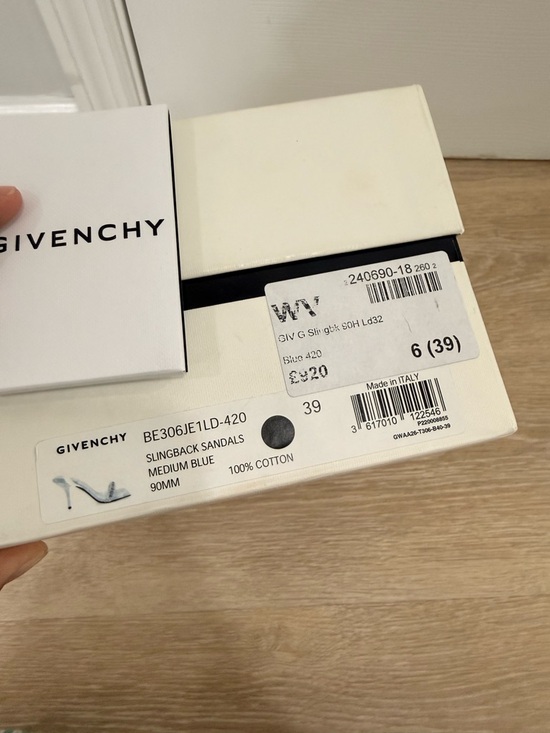 Givenchy Light Blue Denim Chain-Trim Slingback Heels - Picture 8 of 8